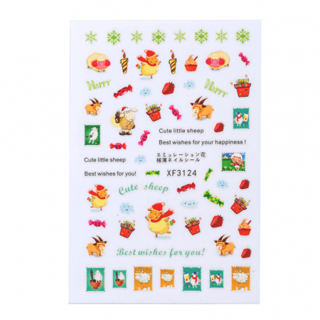 Sticker Lila Rossa pentru decor unghii, Craciun, Revelion si iarna, nail art, xf3124 [1]