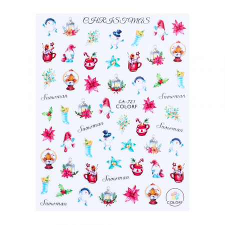 UNGHII - Sticker nail art Lila Rossa, pentru Craciun, Revelion si iarna, 13 x 9,5 cm, ca-721