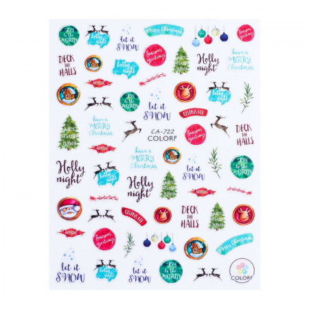 UNGHII - Sticker nail art Lila Rossa, pentru Craciun, Revelion si iarna, 13 x 9,5 cm, ca-722