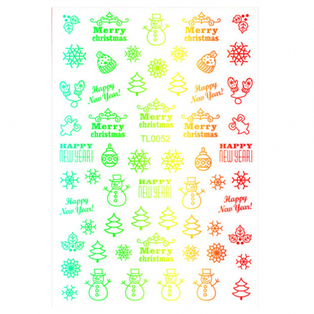 UNGHII - Sticker nail art Lila Rossa, pentru Craciun, Revelion si iarna, 14.5 x 9.1 cm, tl0052