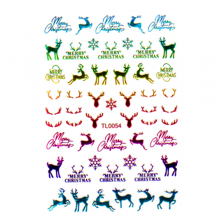 UNGHII - Sticker nail art Lila Rossa, pentru Craciun, Revelion si iarna, 14.5 x 9.1 cm, tl0054
