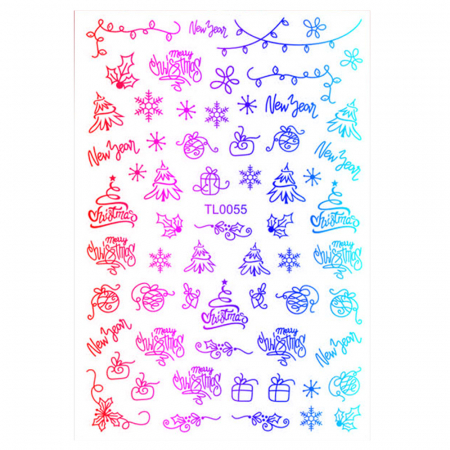 UNGHII - Sticker nail art Lila Rossa, pentru Craciun, Revelion si iarna, 14.5 x 9.1 cm, tl0055