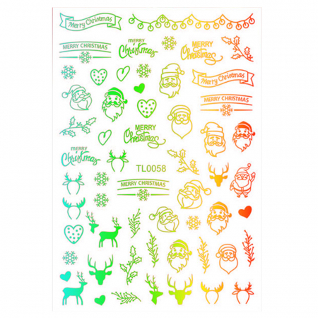 UNGHII - Sticker nail art Lila Rossa, pentru Craciun, Revelion si iarna, 14.5 x 9.1 cm, tl0058