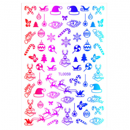UNGHII - Sticker nail art Lila Rossa, pentru Craciun, Revelion si iarna, 14.5 x 9.1 cm, tl0059