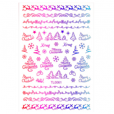 UNGHII - Sticker nail art Lila Rossa, pentru Craciun, Revelion si iarna, 14.5 x 9.1 cm, tl0061