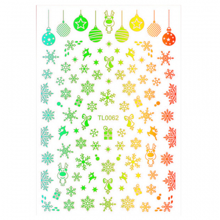 UNGHII - Sticker nail art Lila Rossa, pentru Craciun, Revelion si iarna, 14.5 x 9.1 cm, tl0062