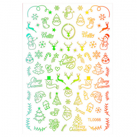 UNGHII - Sticker nail art Lila Rossa, pentru Craciun, Revelion si iarna, 14.5 x 9.1 cm, tl0066