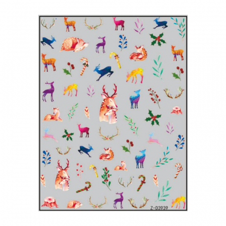 UNGHII - Sticker nail art Lila Rossa, pentru Craciun, Revelion si iarna, 15 x 9 cm, z-d3939