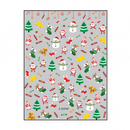 UNGHII - Sticker nail art Lila Rossa, pentru Craciun, Revelion si iarna, 15 x 9 cm, z-d3949