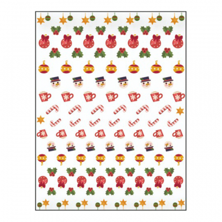 UNGHII - Sticker nail art Lila Rossa, pentru Craciun, Revelion si iarna, 15 x 9 cm, z-d4649