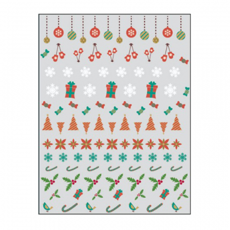 UNGHII - Sticker nail art Lila Rossa, pentru Craciun, Revelion si iarna, 15 x 9 cm, z-d4660