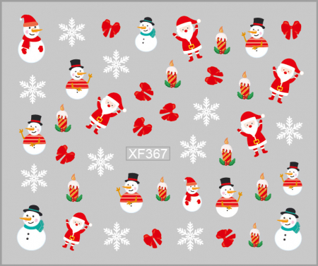 UNGHII - Sticker nail art Lila Rossa, pentru Craciun, Revelion si iarna, 7.2 x 10.5 cm, xf367