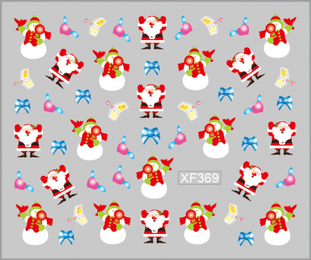 UNGHII - Sticker nail art Lila Rossa, pentru Craciun, Revelion si iarna, 7.2 x 10.5 cm, xf369
