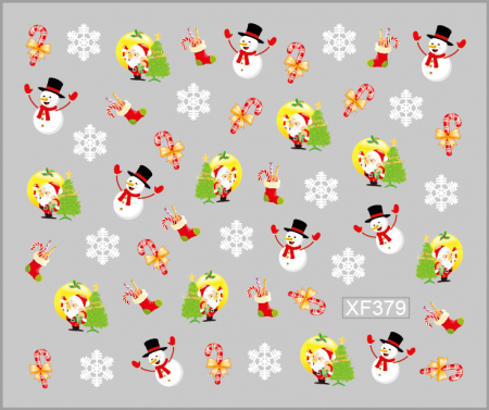UNGHII - Sticker nail art Lila Rossa, pentru Craciun, Revelion si iarna, 7.2 x 10.5 cm, xf379