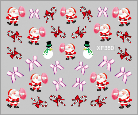 UNGHII - Sticker nail art Lila Rossa, pentru Craciun, Revelion si iarna, 7.2 x 10.5 cm, xf380