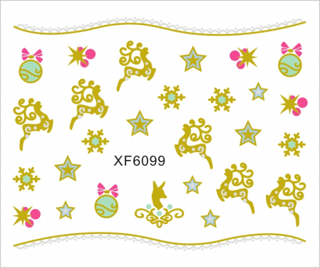 UNGHII - Sticker nail art Lila Rossa, pentru Craciun, Revelion si iarna, 7.2 x 10.5 cm, xf6099