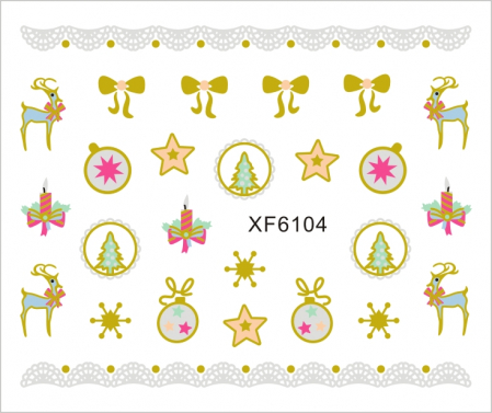 UNGHII - Sticker nail art Lila Rossa, pentru Craciun, Revelion si iarna, 7.2 x 10.5 cm, xf6104