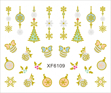 UNGHII - Sticker nail art Lila Rossa, pentru Craciun, Revelion si iarna, 7.2 x 10.5 cm, xf6109
