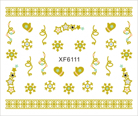 UNGHII - Sticker nail art Lila Rossa, pentru Craciun, Revelion si iarna, 7.2 x 10.5 cm, xf6111