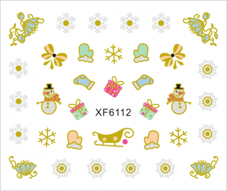 UNGHII - Sticker nail art Lila Rossa, pentru Craciun, Revelion si iarna, 7.2 x 10.5 cm, xf6112