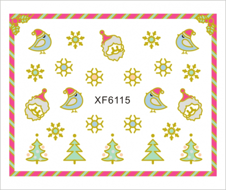 UNGHII - Sticker nail art Lila Rossa, pentru Craciun, Revelion si iarna, 7.2 x 10.5 cm, xf6115