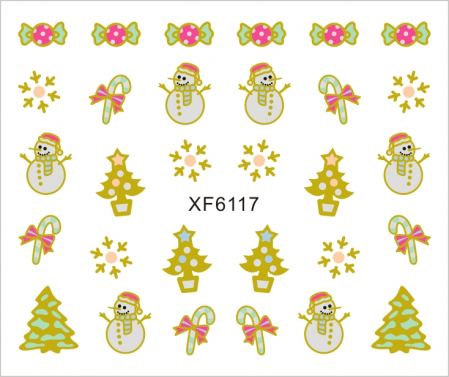 UNGHII - Sticker nail art Lila Rossa, pentru Craciun, Revelion si iarna, 7.2 x 10.5 cm, xf6117