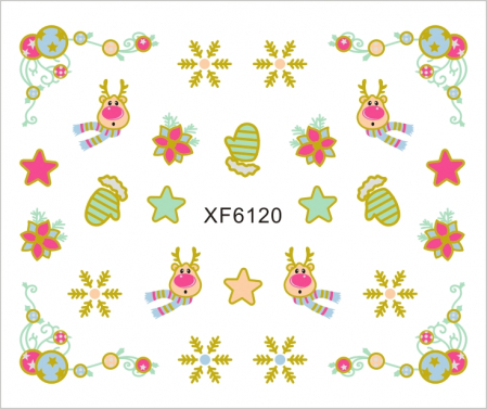 UNGHII - Sticker nail art Lila Rossa, pentru Craciun, Revelion si iarna, 7.2 x 10.5 cm, xf6120