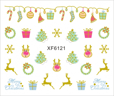 UNGHII - Sticker nail art Lila Rossa, pentru Craciun, Revelion si iarna, 7.2 x 10.5 cm, xf6121