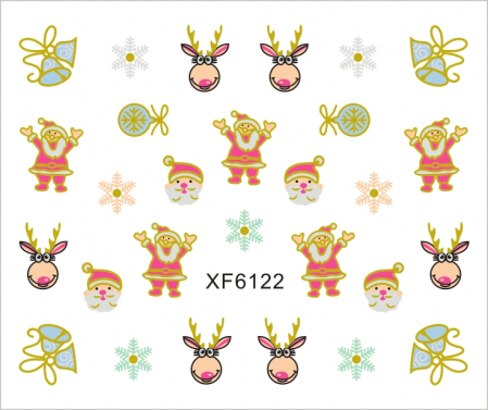 UNGHII - Sticker nail art Lila Rossa, pentru Craciun, Revelion si iarna, 7.2 x 10.5 cm, xf6122