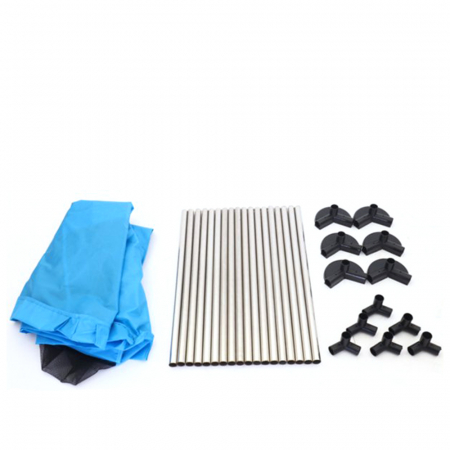 Tarc de joaca de copii multifunctional Karemi, plasa rezistenta, 50 bile, covor, albastru [3]