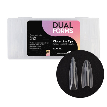 UNGHII - Tips Sandwich Clean Line Almond Dual Forms - set 240 buc.