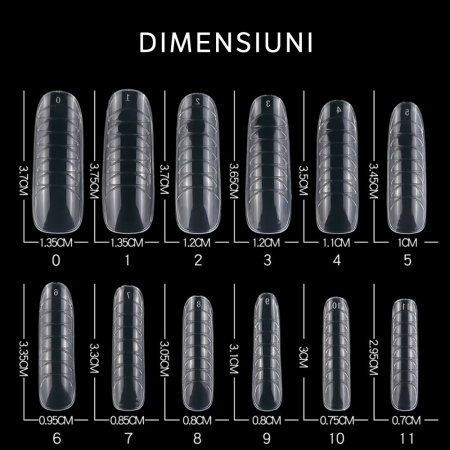 Tipsuri polygel Piko, 12 marimi, forme refolosibile, transparente [2]