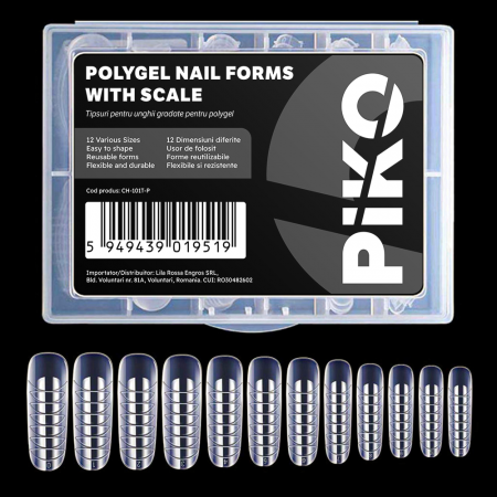 Tipsuri polygel Piko, 12 marimi, forme refolosibile, transparente [0]