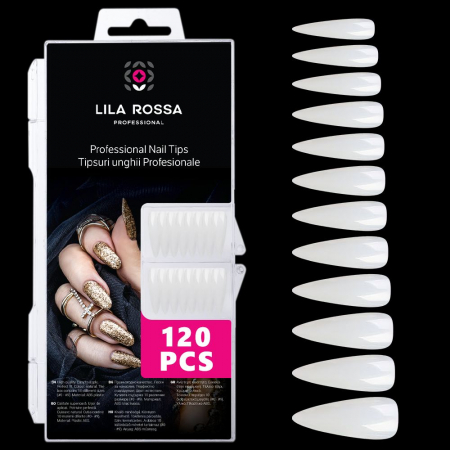 UNGHII - Tipsuri unghii false 100 buc, Lila Rossa, Natur, KG112