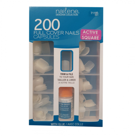 Tipsuri unghii false migdala 216 buc cu lipici, Fing'rs nailene, Natur [1]