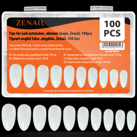 UNGHII - Tipsuri unghii false migdala Zenail 100 buc
