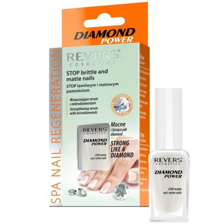 UNGHII - Top coat pentru lac de unghii Diamond Power, Revers, ser pentru intarire cu micro diamante, 10ml