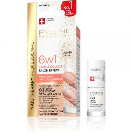Ingrijirea unghiilor - Tratament unghii 6 in 1 Eveline Care & Colour Golden Glow Nail Therapy 5ml