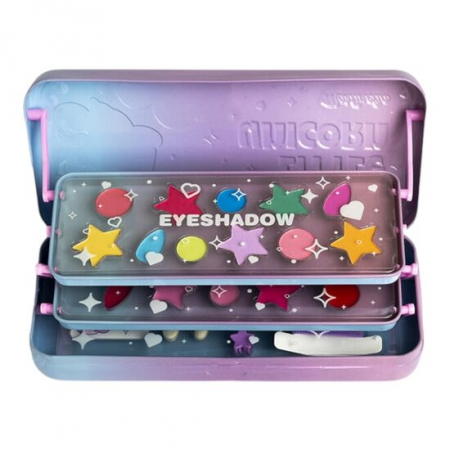 Import - Trusa etajata cu fard de pleoape, luciu de buze si accesorii Little Unicorn Martinelia, 12022
