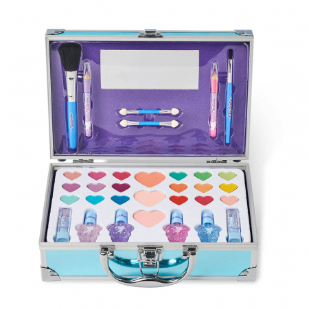 Trusa machiaj copii, MARTINELIA GALAXY DREAMS MAKEUP CASE, cosmetice copii, pentru fetite, 18 farduri, 4 lacuri de unghii solubile in apa, 3 bronzante si farduri de obraz, 2 rujuri, 2 buze creioane, 1 [1]