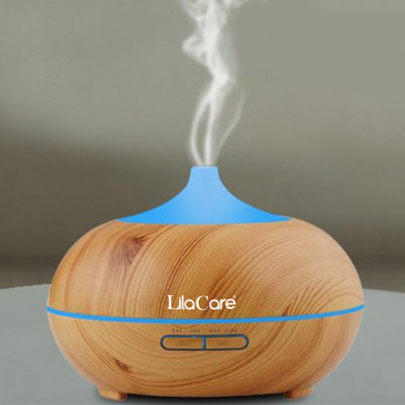 Umidificator si difuzor aromaterapie LilaCare, 500 ml, ultrasonic, cu telecomanda, lemn stejar [1]