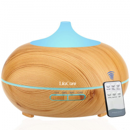 Umidificator si difuzor aromaterapie LilaCare, 500 ml, ultrasonic, cu telecomanda, lemn stejar [4]