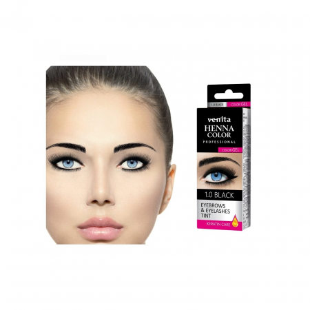 Vopsea de gene si sprancene Henna Color Gel, Negru, 1.0, Venita, 15ml [1]