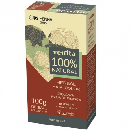 PAR - Vopsea de par pulbere, pe baza de plante, naturala 100%, Venita, Nr 6.46, Henna, 100g