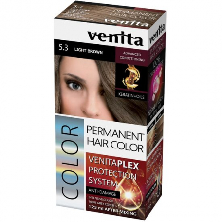 PAR - Vopsea de par permanenta, Venita Plex, 125 ml, Nr 5.3, Saten Deschis, 125ml