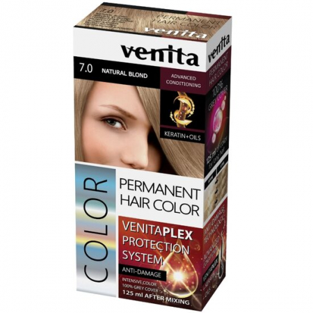PAR - Vopsea de par permanenta, Venita Plex, 125 ml, Nr 7.0, Blond Natural, 125ml