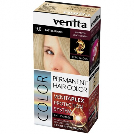 PAR - Vopsea de par permanenta, Venita Plex, 125 ml, Nr 9.0, Blond Pastel, 125ml