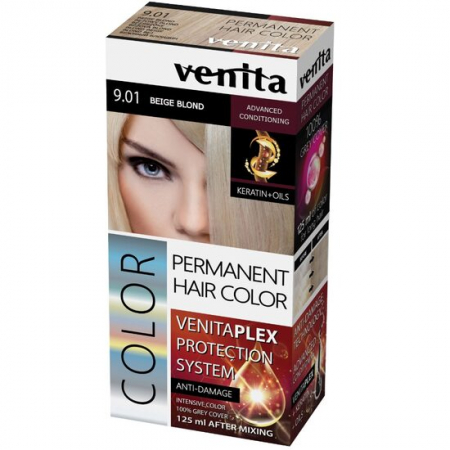 PAR - Vopsea de par permanenta, Venita Plex, 125 ml, Nr 9.01, Blond Bej, 125ml