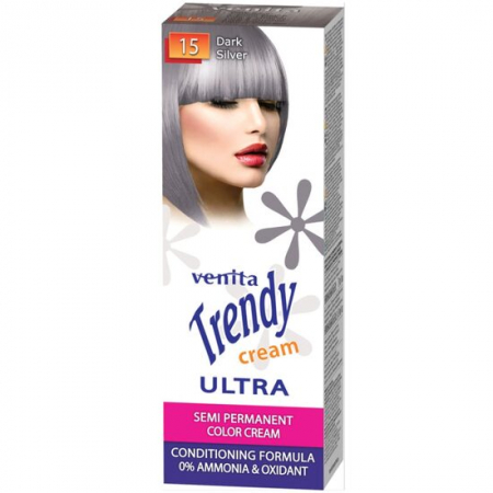Vopsea de par semipermanenta, Trendy Cream Ultra, Venita, Nr. 15, Dark Silver [0]