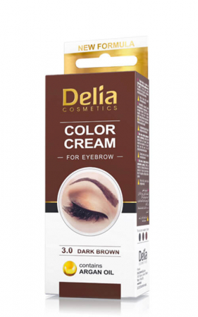 Vopsea gene si sprancene - Vopsea pentru sprancene cu ulei de argan Delia 3.0 maro inchis 15 ml